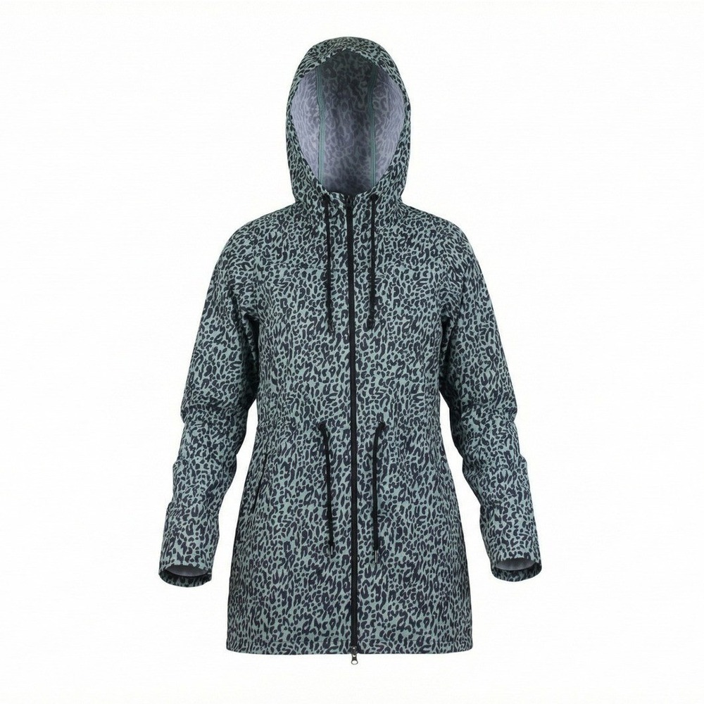 Long Tall Sally Cheetah Hooded Rain Jacket Cinch Waist NWT US 6 Tall